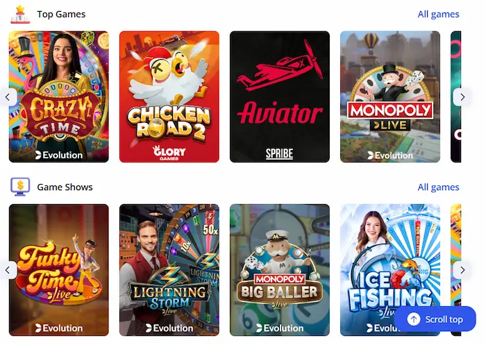 Glory Casino games