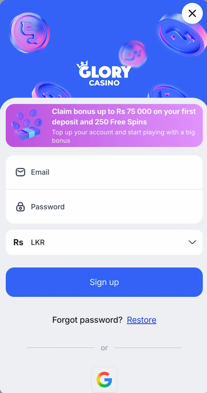 Glory Casino reg